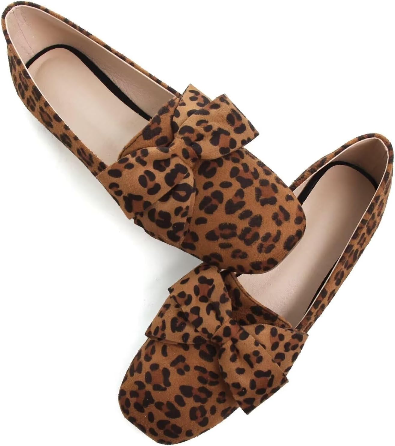SAILING LU Women's Faux Suede Square Toe Ballet Flats