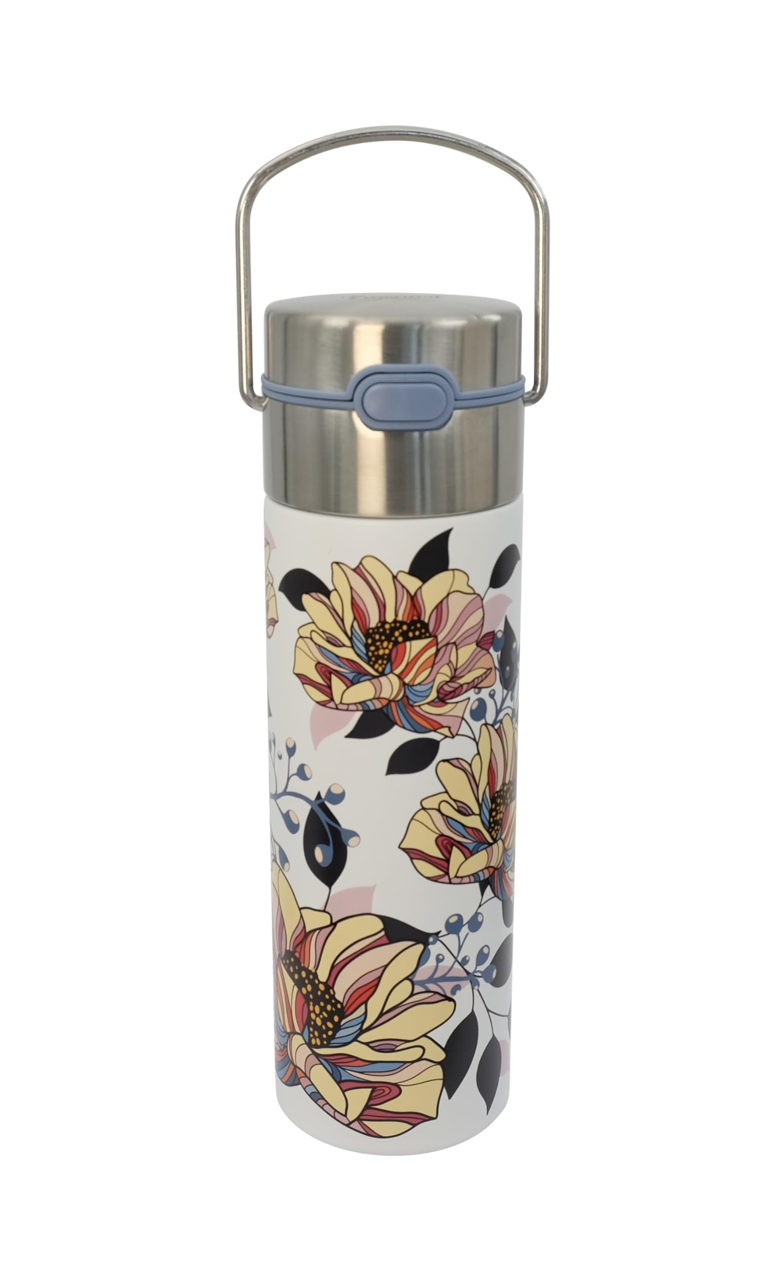 Eigenart LEEZA Bamboo 11004 Dubbelwandige thermosfles van roestvrij staal met sportsluiting en zeef, BPA-vrij, 500 ml