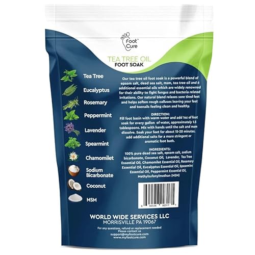 Tea Tree Oil Foot Soak With Epsom Salt - For Toenail Repair, Athletes Foot, Softens Calluses, Soothes Sore & Tired Feet, Nail Discoloration, Foot Odor Scent, Spa Pedicure Foot Care - Made In Usa 16 Oz #TOP1