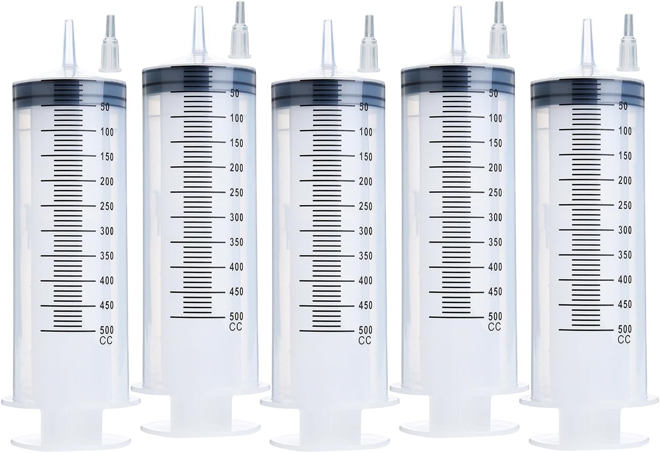 5 Pack 550ml Large Syringes with Tip Adapter, Sterile and