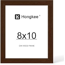 Hongkee 8x10 Oak Wood Picture Frame with Real Glass, 8 x 10 Solid Wood