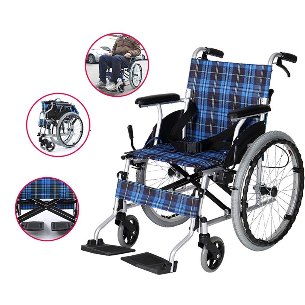 CLoxks Sedia a rotelle,Trasporto Viaggi Cameriere Portatile semovente Push Ausili per deambulazione Pieghevoli Rimovibili