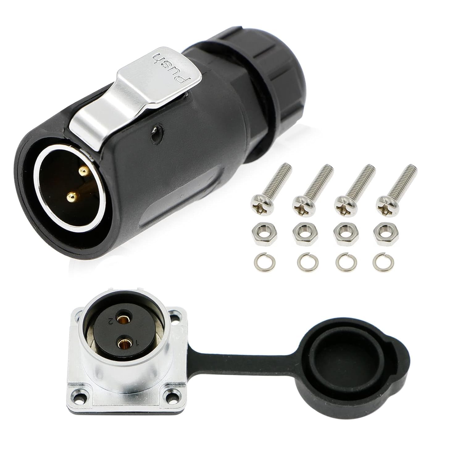 Alvins XHP20 2 Pin Waterproof Connectors Male Female Plug Socket Industrial Power Connector for Power Equipment,LED Lighting,Medical and Indoor/Outdoor Equipment Wire Connections (2 Pin)