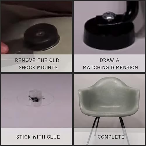 Miniatura 2 de 4 soportes de choque de goma negra, soportes de choque se adaptan a Eames Herman Miller Shell Chair Shock Mount piezas de repuesto