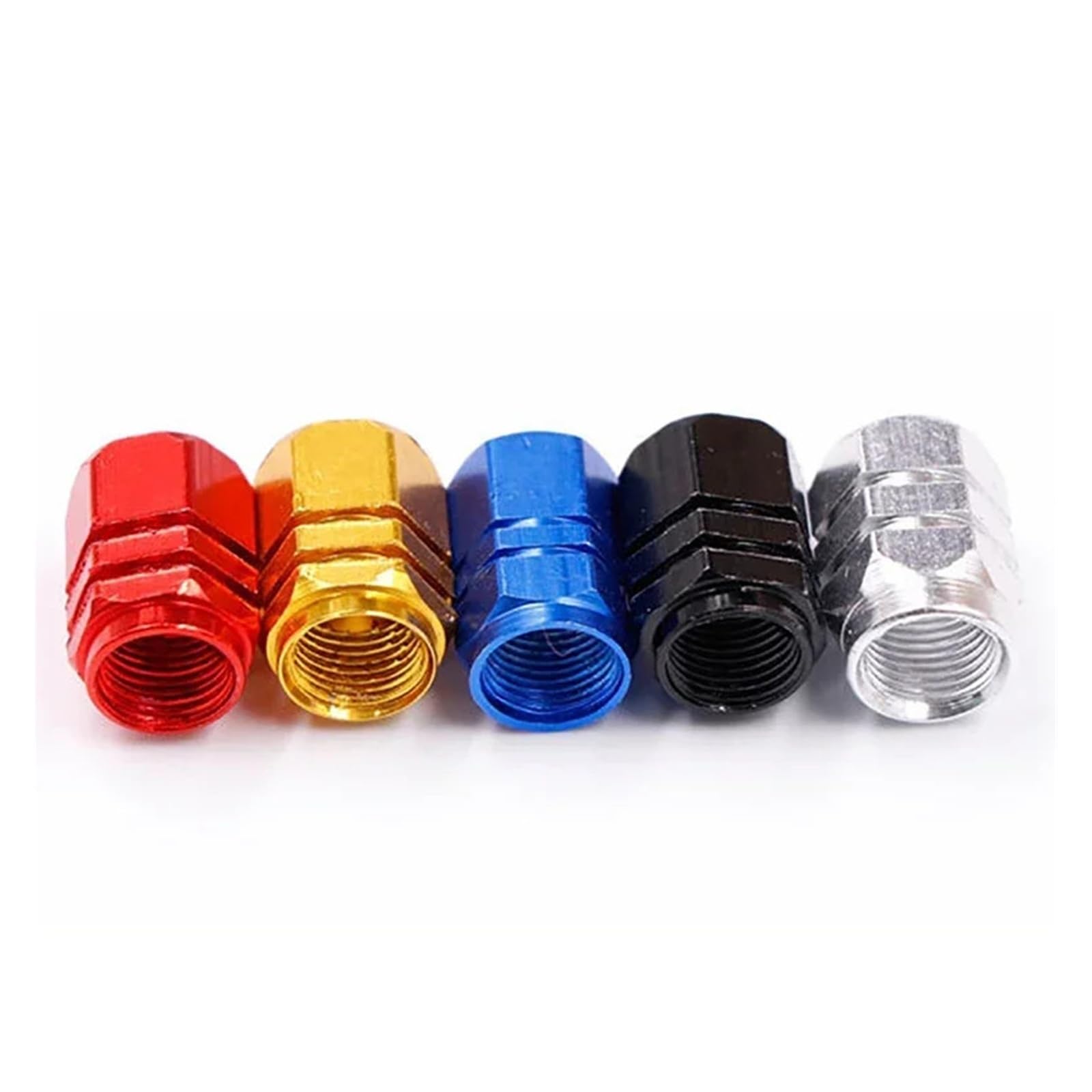 4Pcs Aluminum Tire Valve Caps Hex Alloy Airtight Dustproof for Auto(Red 4pcs)