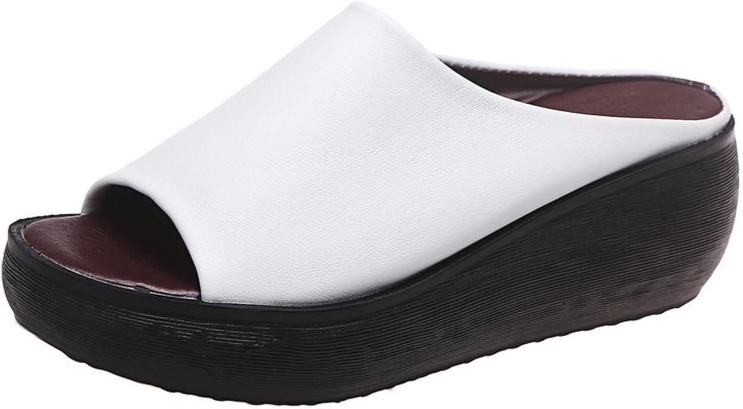 Women's Slip-On Platform Wedge High Heel Sandals,Comfortable and Soft Fashion Open Toe Slippers, Casual Outdoor Shoes