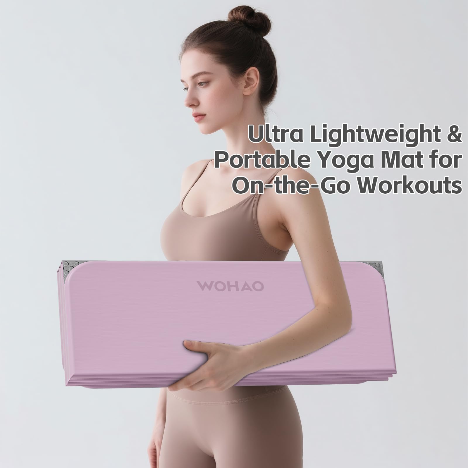Esterilla de yoga de 7 pliegues de 70 x 24 a 1/2 pulgadas de grosor, tapete de ejercicio plegable, tapete de TPE antideslizante compacto para viajes, almacenamiento, yoga y gimnasio en casa
