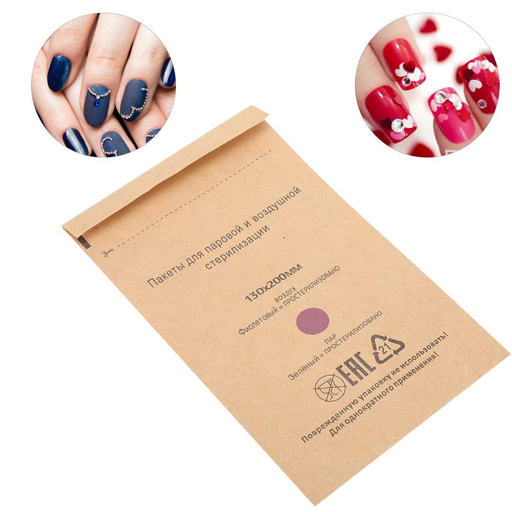 100pcs Sac de Stérilisation Jetable, Sac de Désinfection des Cosmétiques et des Outils à Ongles, Accessoire de Machine de Désinfection, Pour la Plupart des Types de Désinfection(75 * 150 mm)