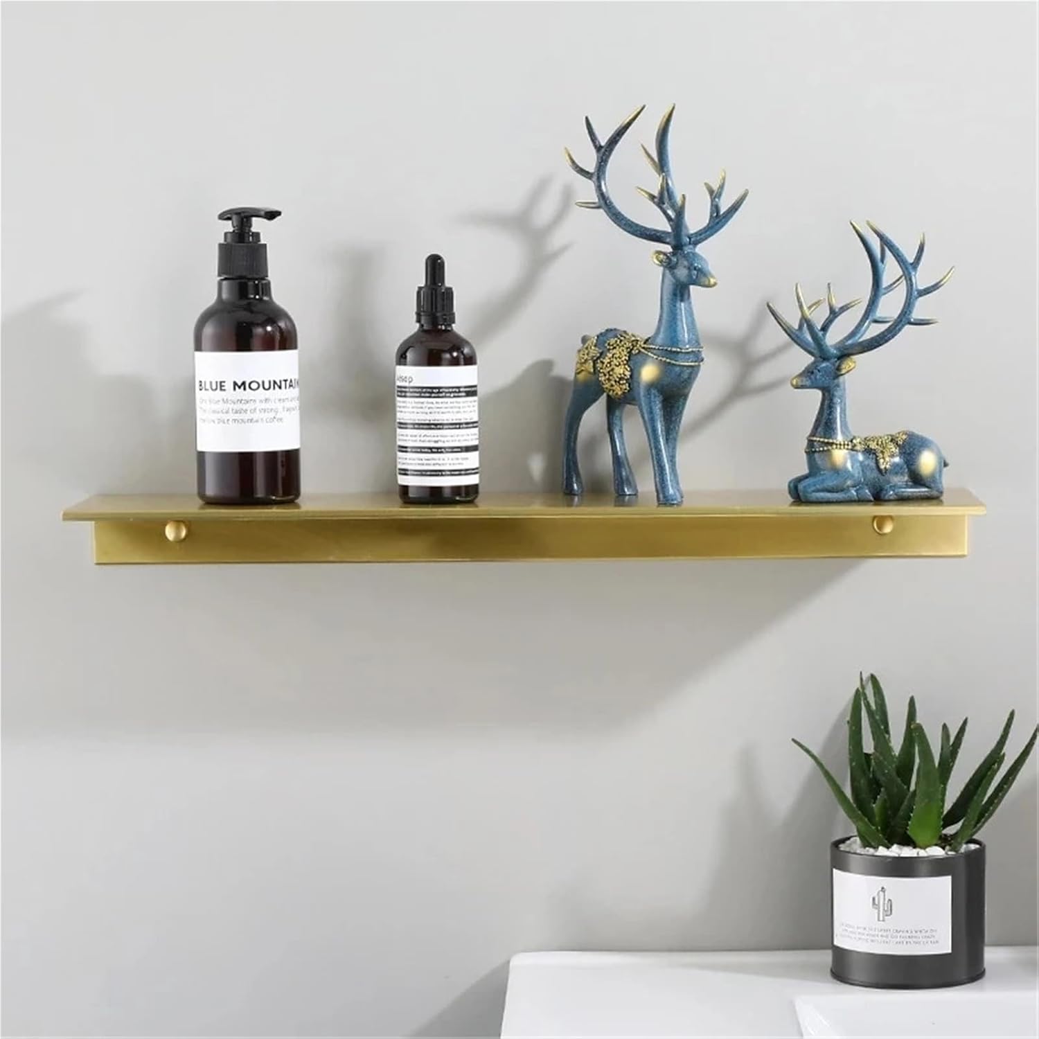 for Storage 30/40/50cm Length Holder Brushed Gold Metal Bathroom Shelf Wall Rack Washstand Drilling Large(C)