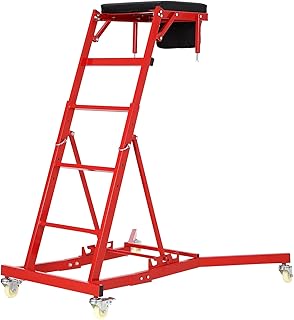 Adjustable Automotive Creeper - Heavy Duty 400LB Capacity Mechanic's Creeper with Locking Wheels & Tool Pouch (49"-69" Length) for Truck, SUV & Garage Vehicle Maintenance