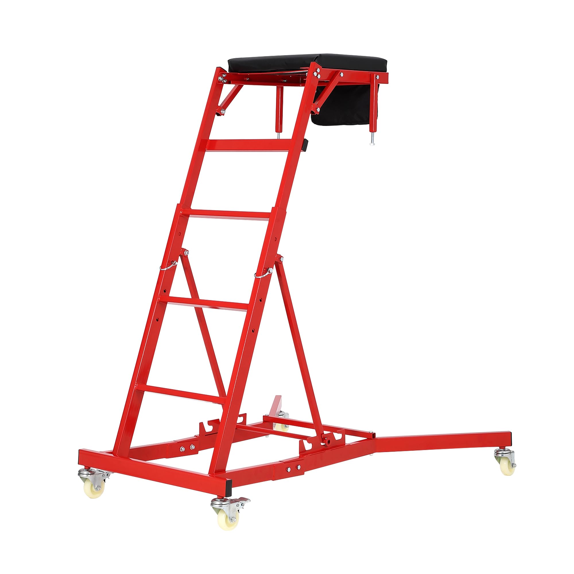 Garvee Creeper automobile avec hauteur réglable de 125 cm à 175 cm, capacité de 181,4 kg, 2 roues verrouillables et 2 roues pivotantes, pour réparation et entretien automobiles