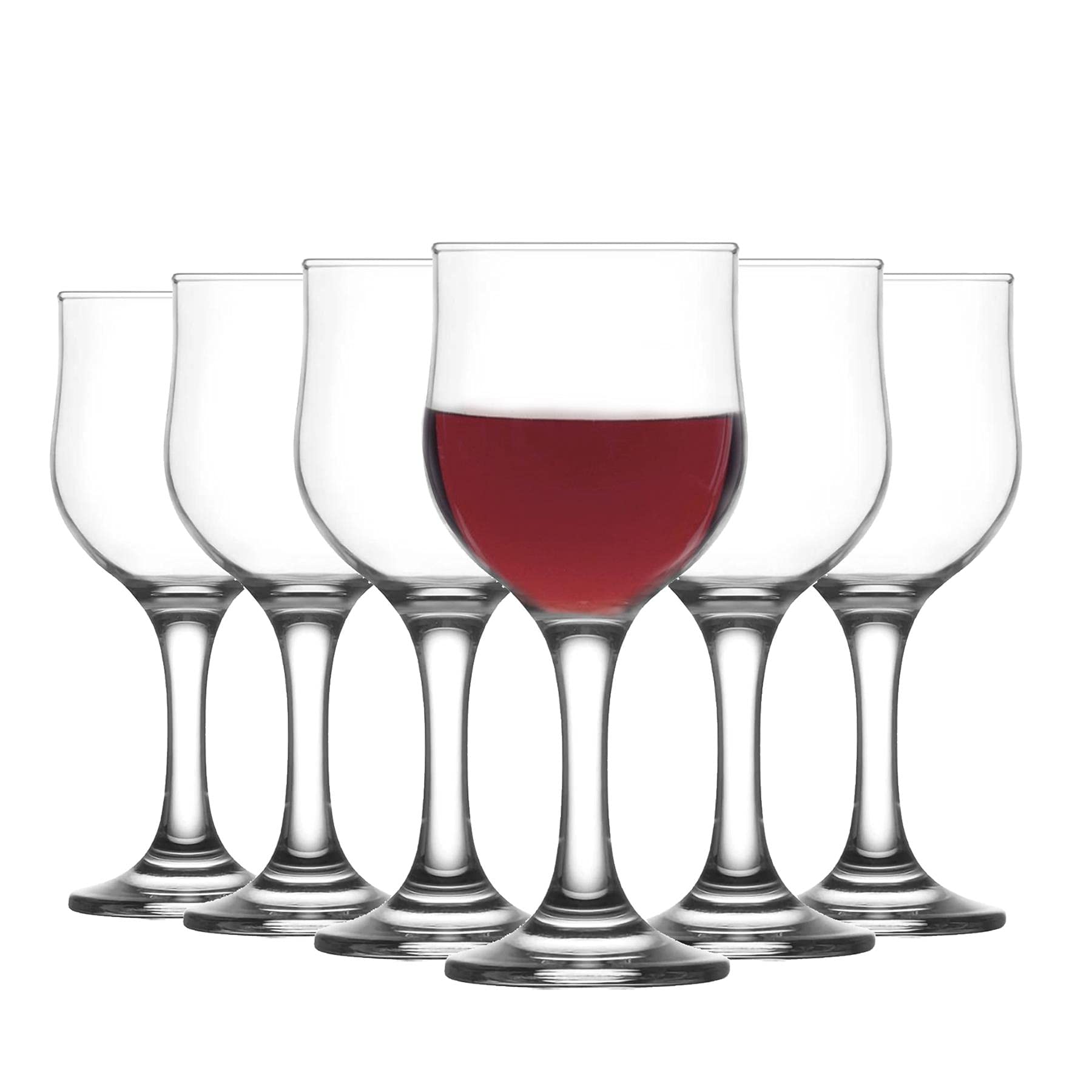 LAV 12x Clear 240ml Nevakar White Wine Glasses - Small Glass Red Rose Long Stem Cocktail Party Drinking Goblet Gift Set