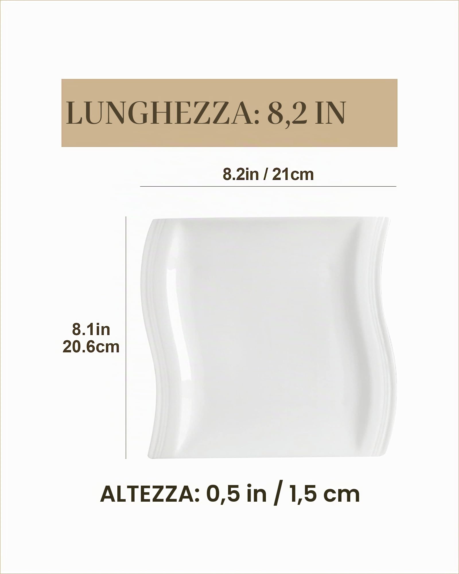MALACASA, Serie Flora, Servizio da Piatti da Dessert in Porcellana Bianca Avorio Set con 6 Pezzi per 6 Persone