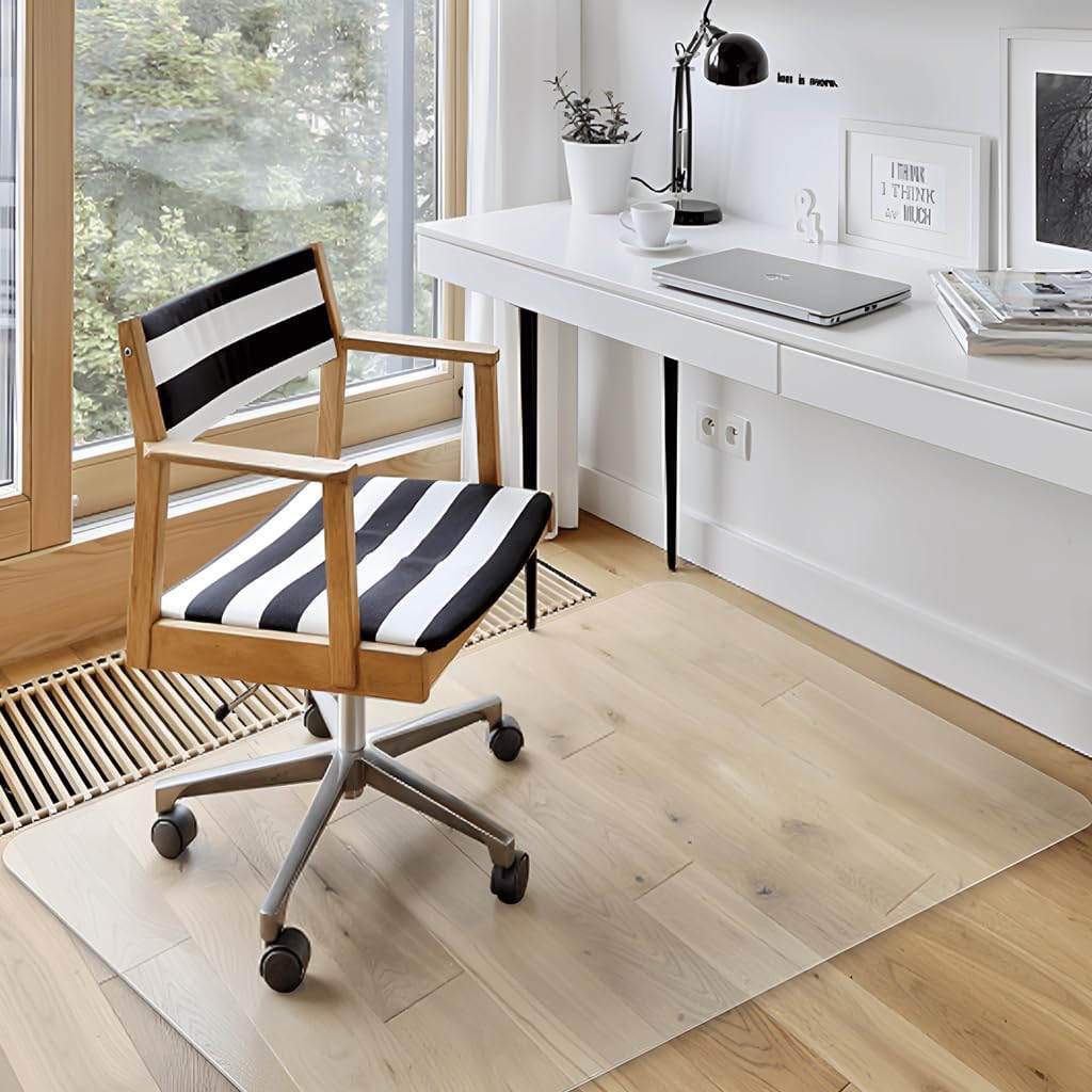Azadx Office Chair Mat for Hard Floors 48 X 59, Clear PVC Hardwood Floor Mat, Durable Plastic Floor Protector for Home and Office use (48" X 59" Rectangle)