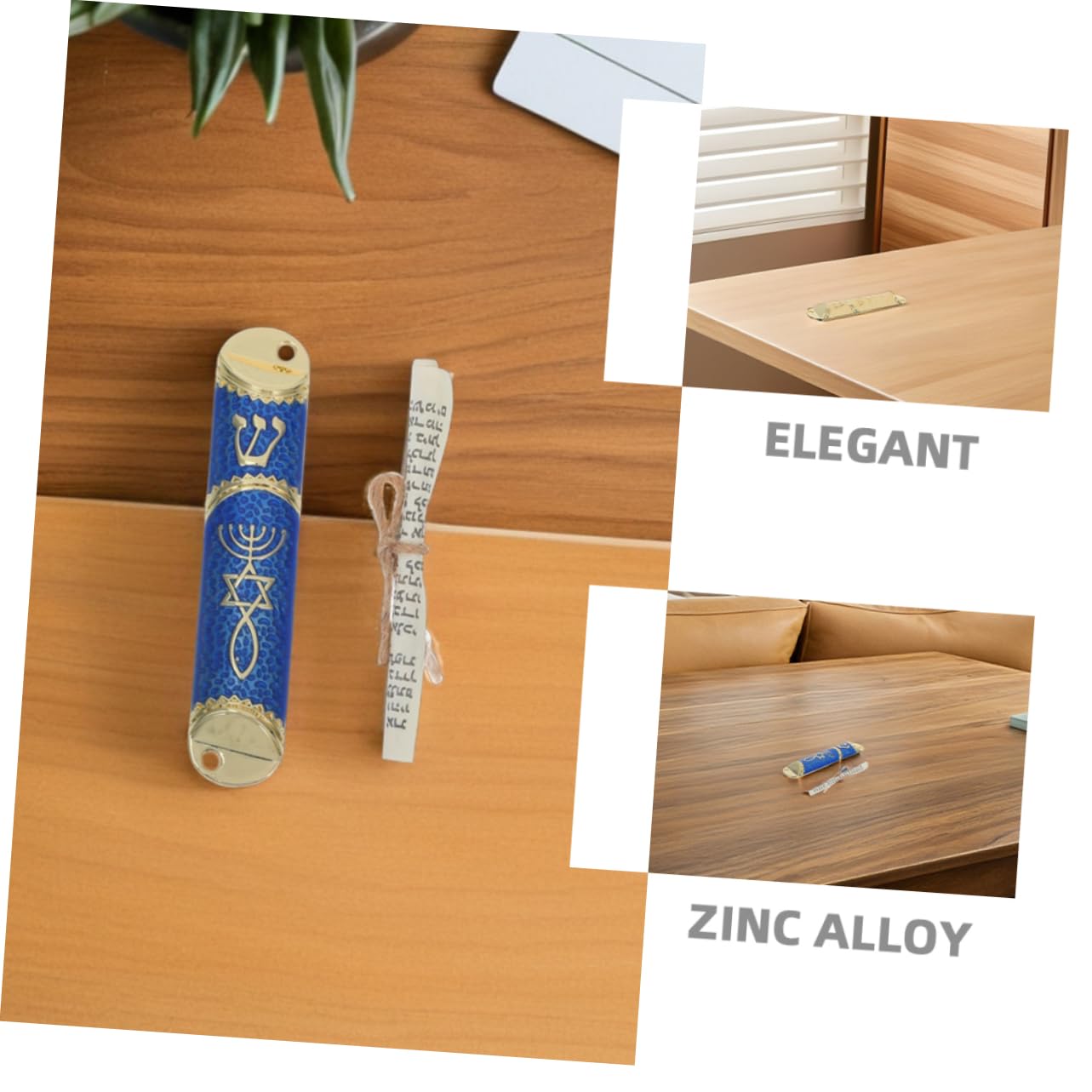 POPETPOP 2 Zestawy Metalowych Mezuzach z Zwojem Żydowski Metalowy Plakietka Drzwi Błogosławieństwo Mezuzah Do Drzwi Zewnętrznych Dekoracja Domu Prezent Parapetówkę Tradycyjna Judaika