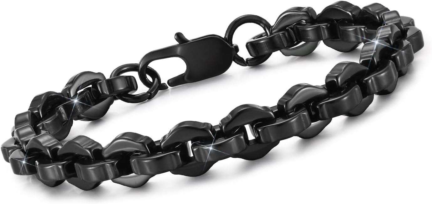 Link Chain Bracelets for Men - Cool Mens Bracelets Diamond-Cut Paperclip Solid Chain Bracelet Chunky Stainless Steel Jewelry Trendy Gifts