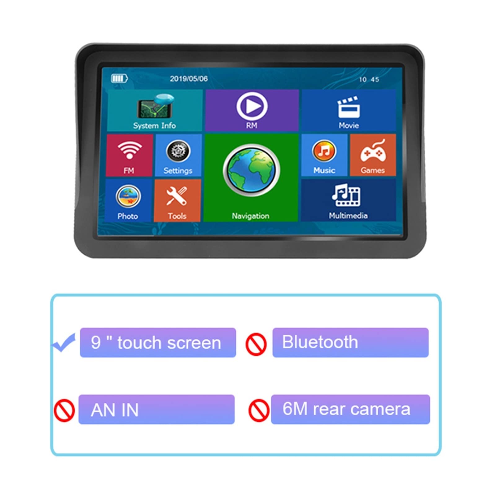 Navegación GPS portátil Camión de Coches de Pantalla Grande de 9 Pulgadas GPS Navegación 25 6m 8gb Manos Libres FM Transmisor Europa Mapas para camión, RV, Camionero