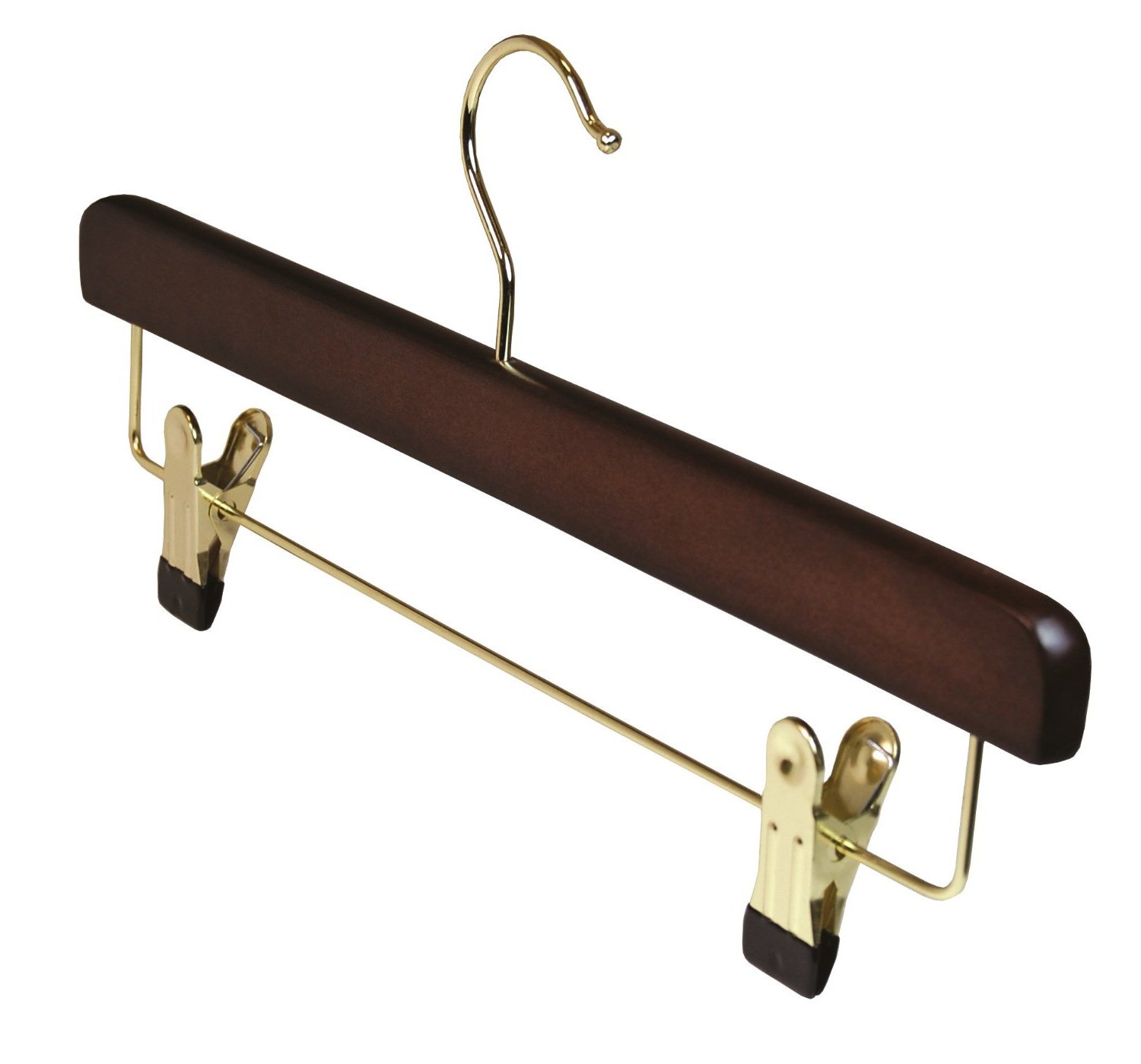 The Shopfitting Shop Deluxe Wooden BLACK WHITE WALNUT Coat Hangers Clothes Trouser Clip and Bar Hanger (10, Walnut)