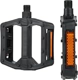 Nylon Bike Pedals with Reflective Strips&comma; Lightweight Anti-Slip Bike Pedals 9&sol;16” Thread for Commuting&comma; Folding & City Bikes&comma; PP Material&comma; Marked L&sol;R&period;