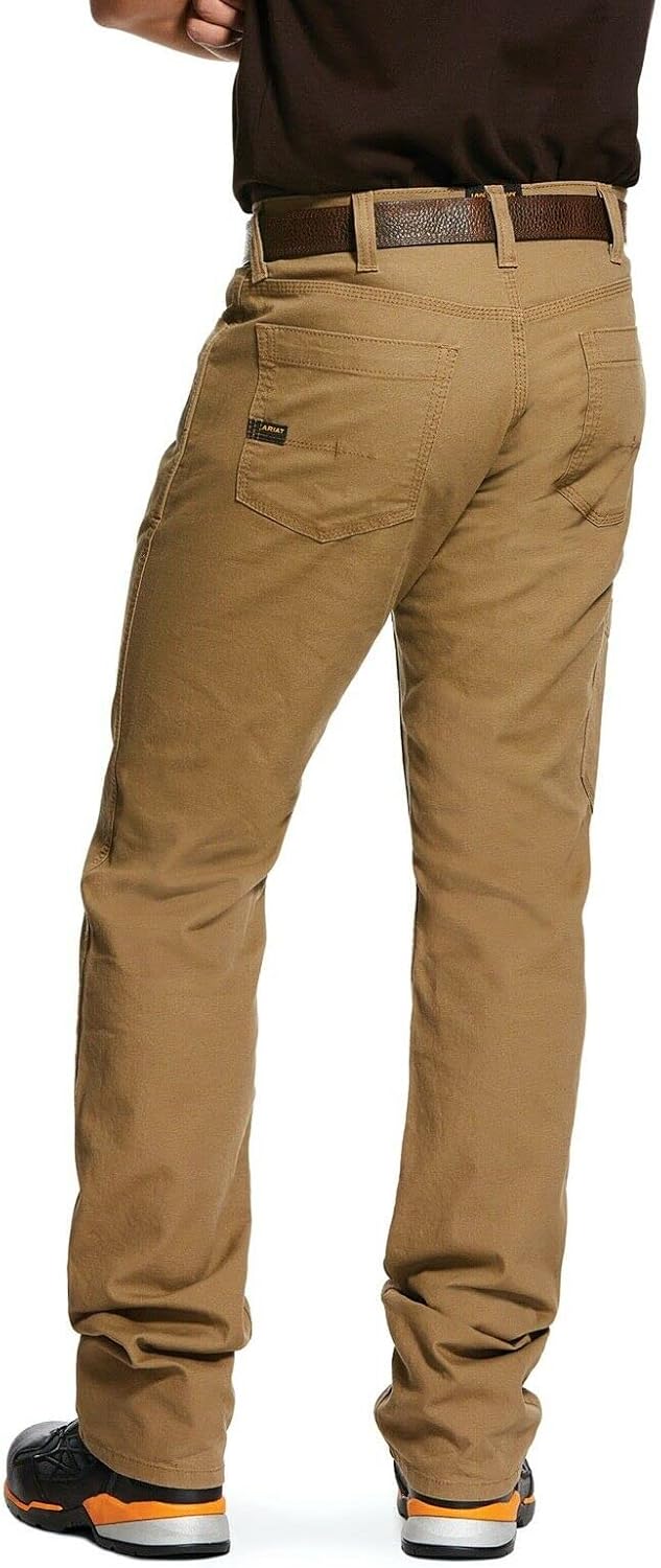 ARIAT Men's Khaki Rebar M4 Made Tough Durastretch Straight Leg Work Pants Beige/Khaki 28W x 32L