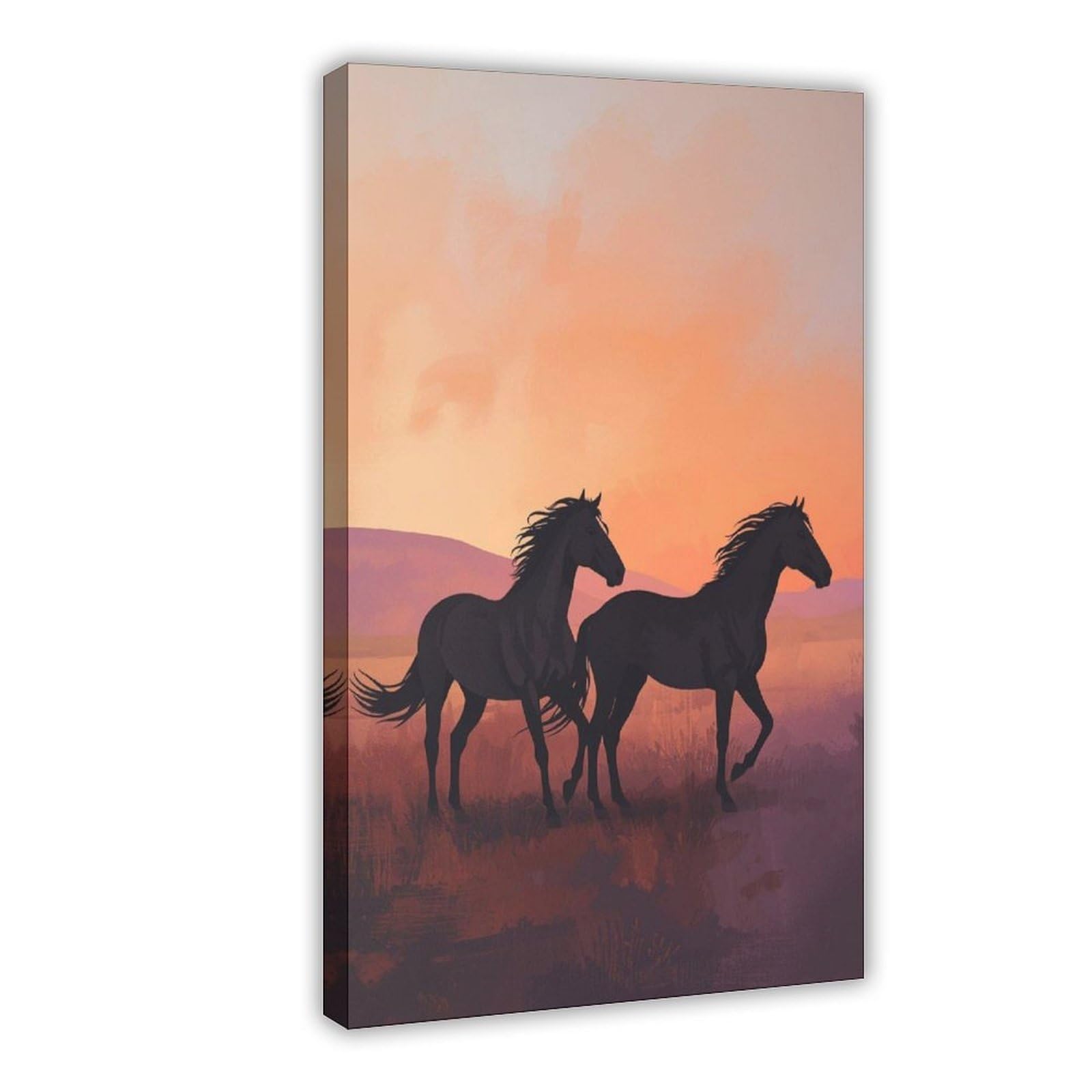 MRYCQ Wild Horses at Sunset Poster Canvas Poster for Office Decor Gift