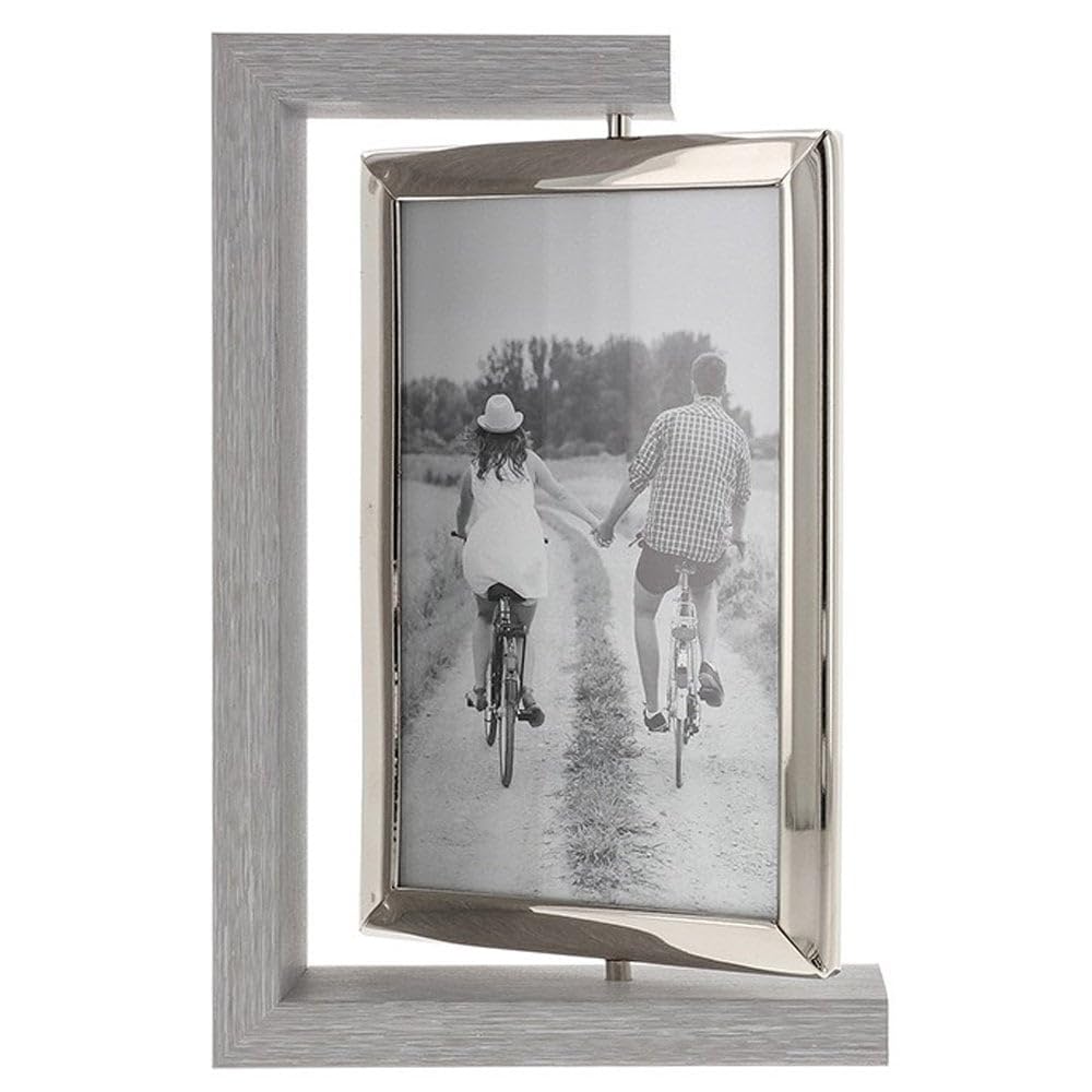 Shudehill Giftware Grey Modern Wood Spin Photo Frame - 4 X 6 332250