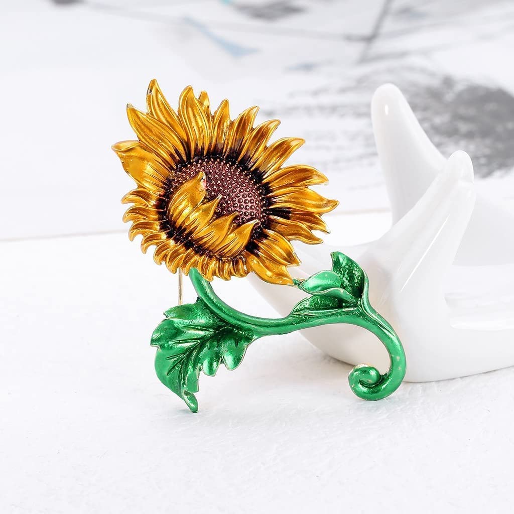 Broches con Forma de Girasol, de aleación, a la Moda, para chales, Adornos para cuellos, Clips para Solapa de Mujer, Hechos en China.