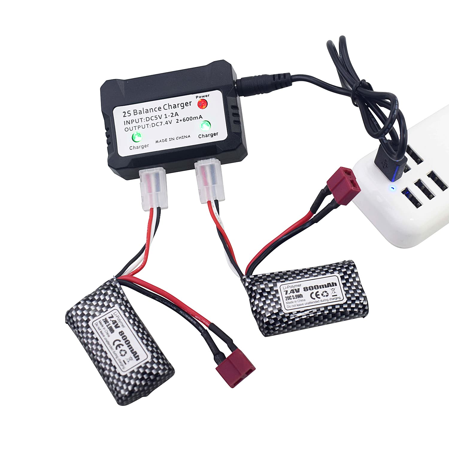 2 Batteries LiPo 7,4 V 800 MAh T-Plug Pour YC100, HM161, HM162, HM166, HM201, 9145 – RC 4WD
