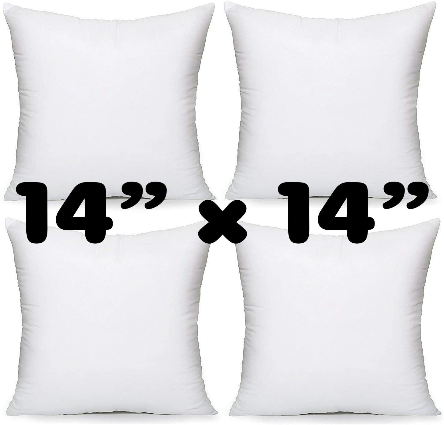 Beautiful Dreams – Cushion Inner Inserts Pads Scatters Hypoallergenic Hollowfibre Square Pillows Pack of 4 (14 x 14 Inch)