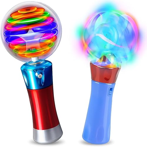 ArtCreativity Juego de varita mágica iluminada y varita de luz giratoria – Varitas giratorias de luz LED para niños, incluye spinner de luz