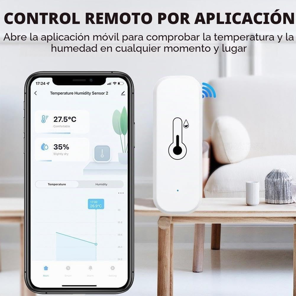 Digital Higrómetro Termómetro Casa, 3 PCS Inteligente Mini Termometro Interior con Monitor Remoto de Temperatura y Humedad, Medidor Temperatura y Humedad Control Remoto