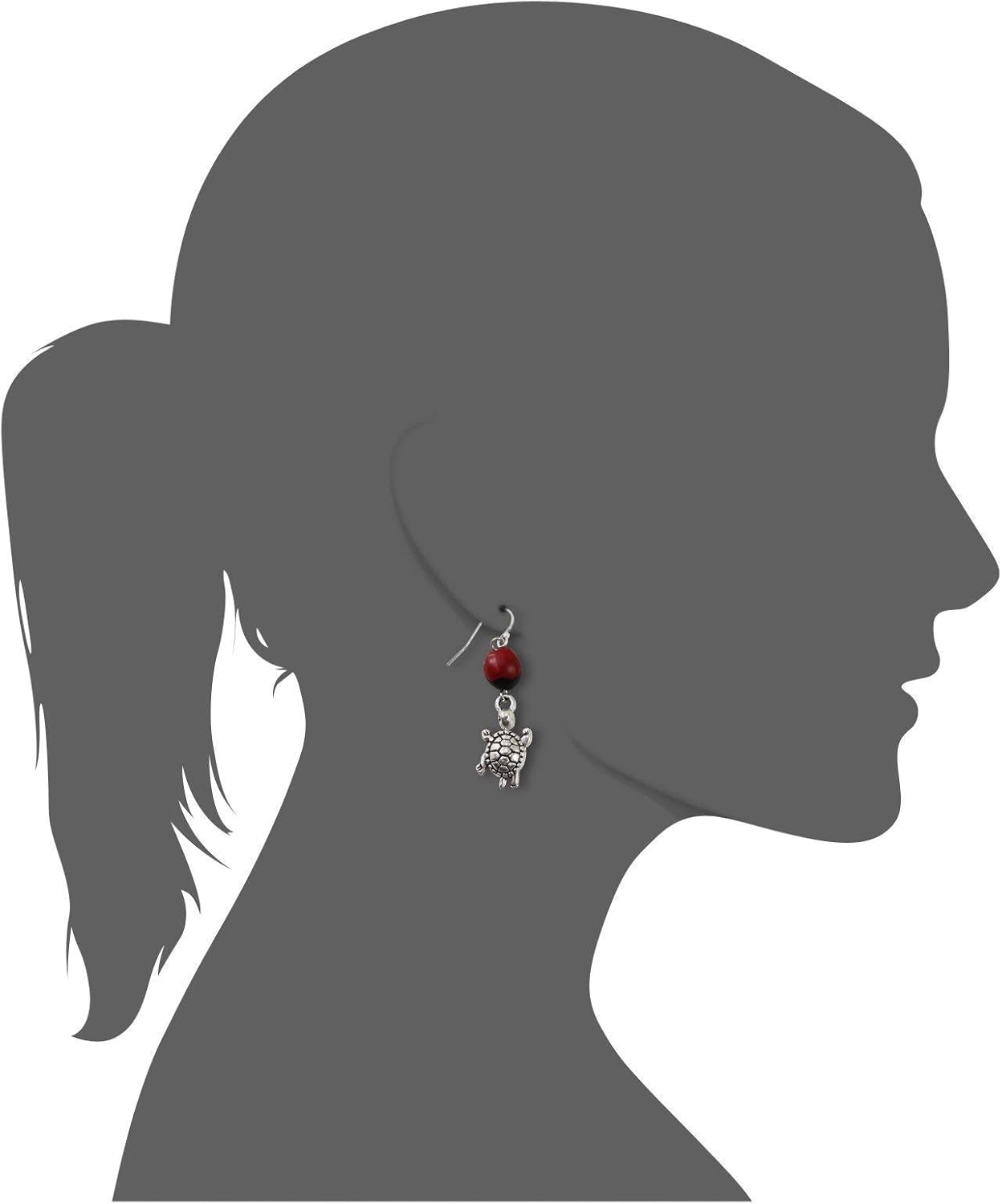 Peruvian Turtle Earrings for Women - Huayruro Red Seed, Dangles Ecofriendly Red Earrings by EB
