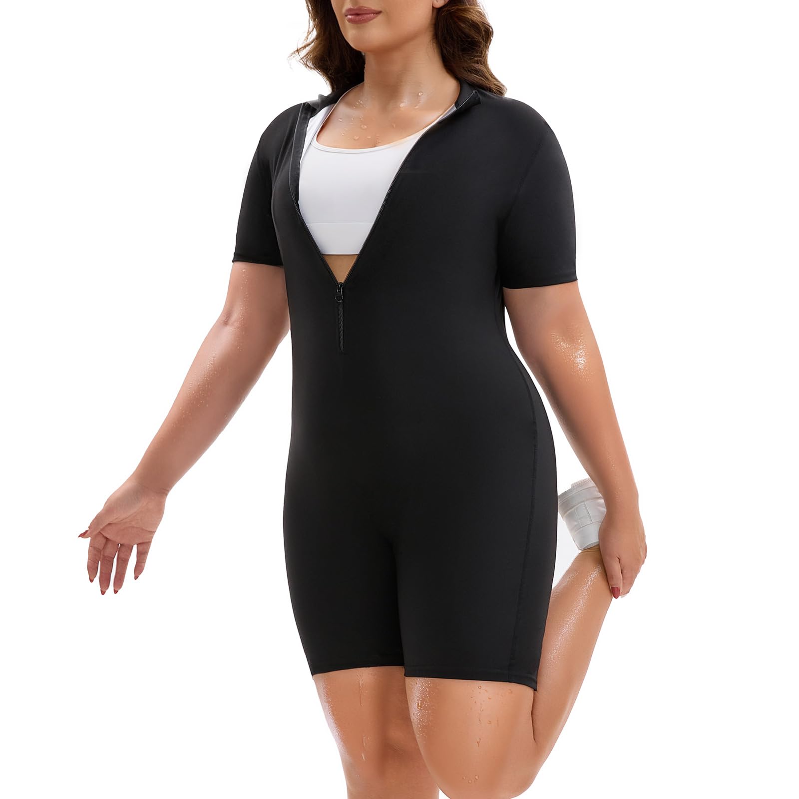FESTYLES Sauna Suit for Women Jumpsuit Waist Trainers Belly Fat Workout Sweat Suit Full Body, 2XL