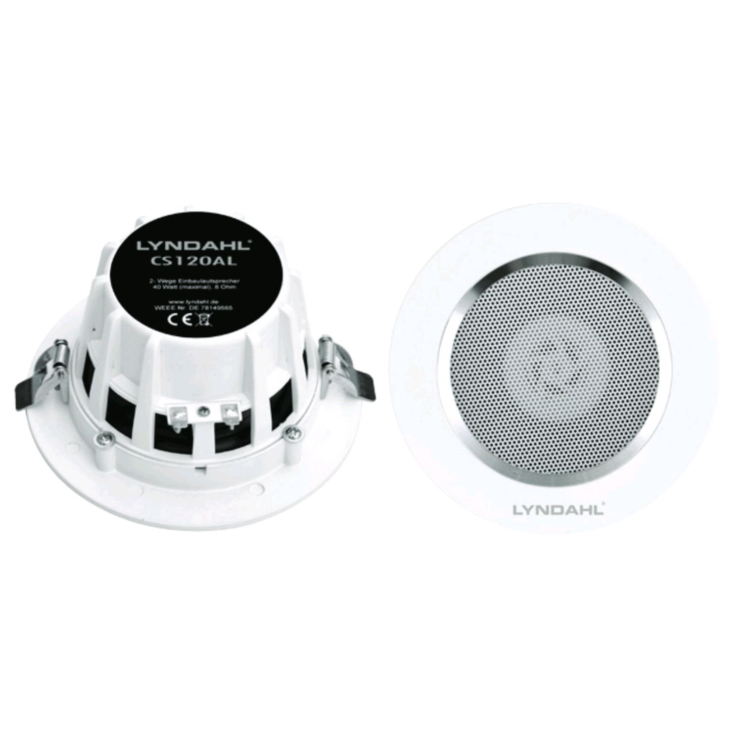 zalias LYNDAHL CS120AL Haut-parleurs de 2 Voie, Haut-parleurs pour Montage au Plafond, 120 mm, Paire d'enceintes en Aluminium
