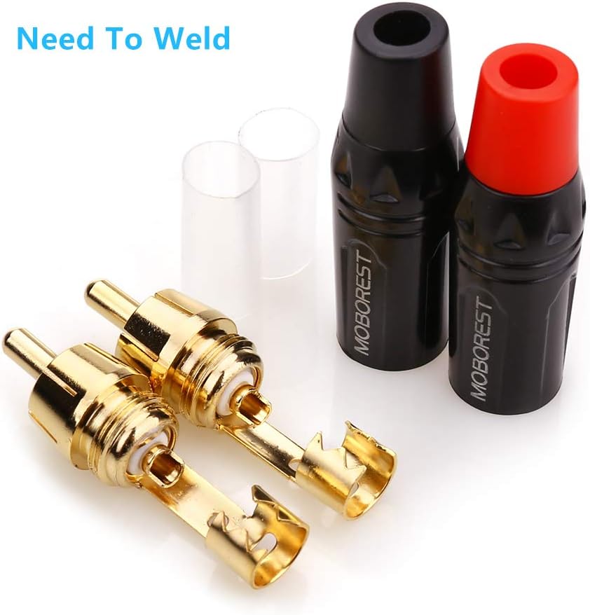 MOBOREST for RCA Male Plug Adapter Audio Phono Gold Plated Solder 24K Gold Speaker Plugs RCA Jack Cable Connector Adapter(RCA Male-2pack) - Image 7
