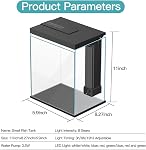Pronetcus Réservoir à poisson de Betta, 2 Kit de démarrage en verre Gallon Aquarium, Petit réservoir de poisson avec filtre et lumière, adapté pour le poisson rouge Betta et la crevette.(Noir)