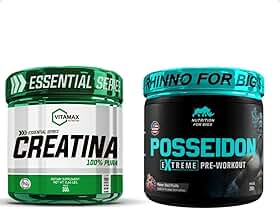 Kit Pré Treino Frutas Posseidon + Creatina Pura 300g Vitamax