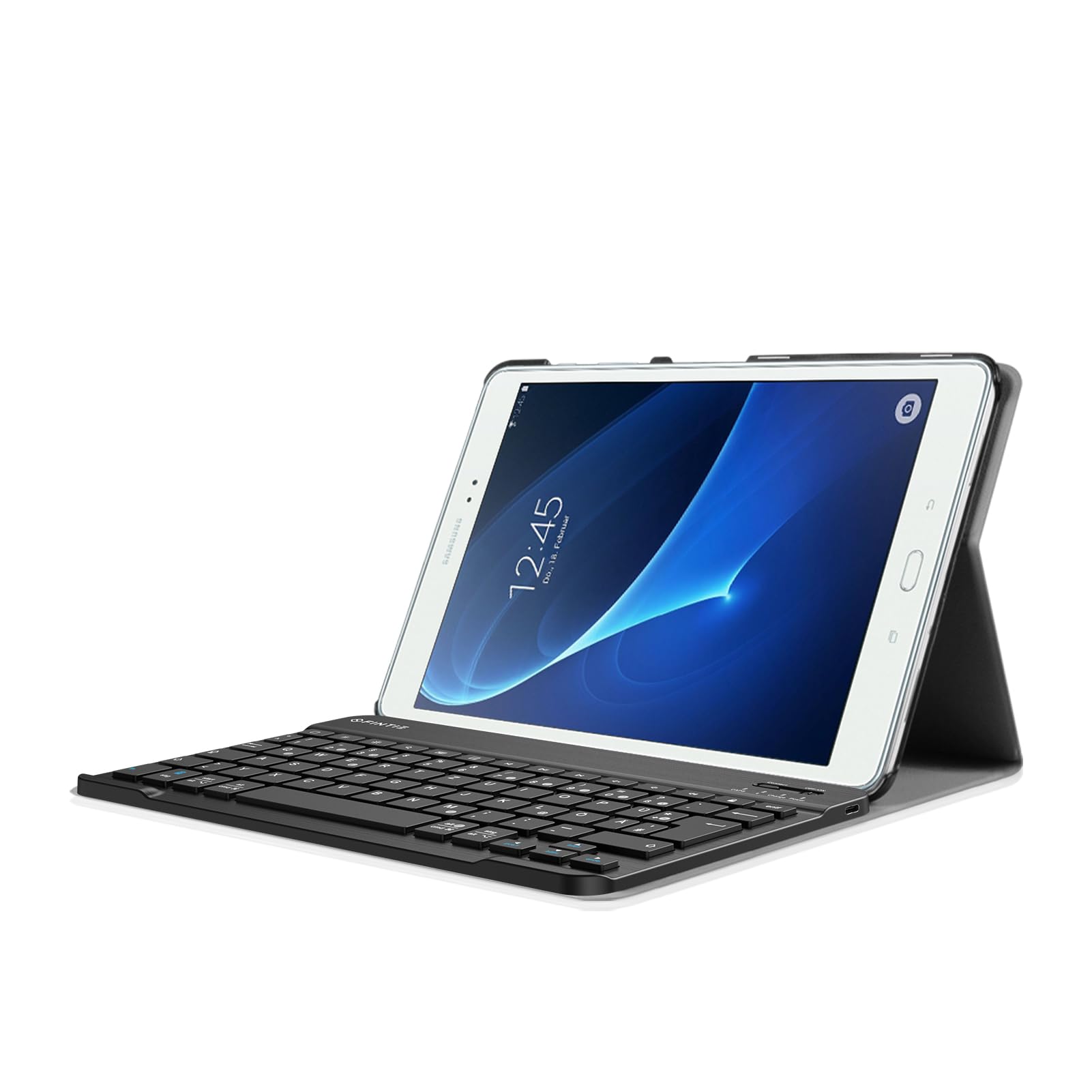 FINTIE Tastatur Hülle für Samsung Galaxy Tab A 10,1 Zoll 2016 T580N/ T585N Tablet - Ultradünn leicht Schutzhülle mit magnetisch Abnehmbarer Drahtloser Deutscher Bluetooth Tastatur, Schwarz