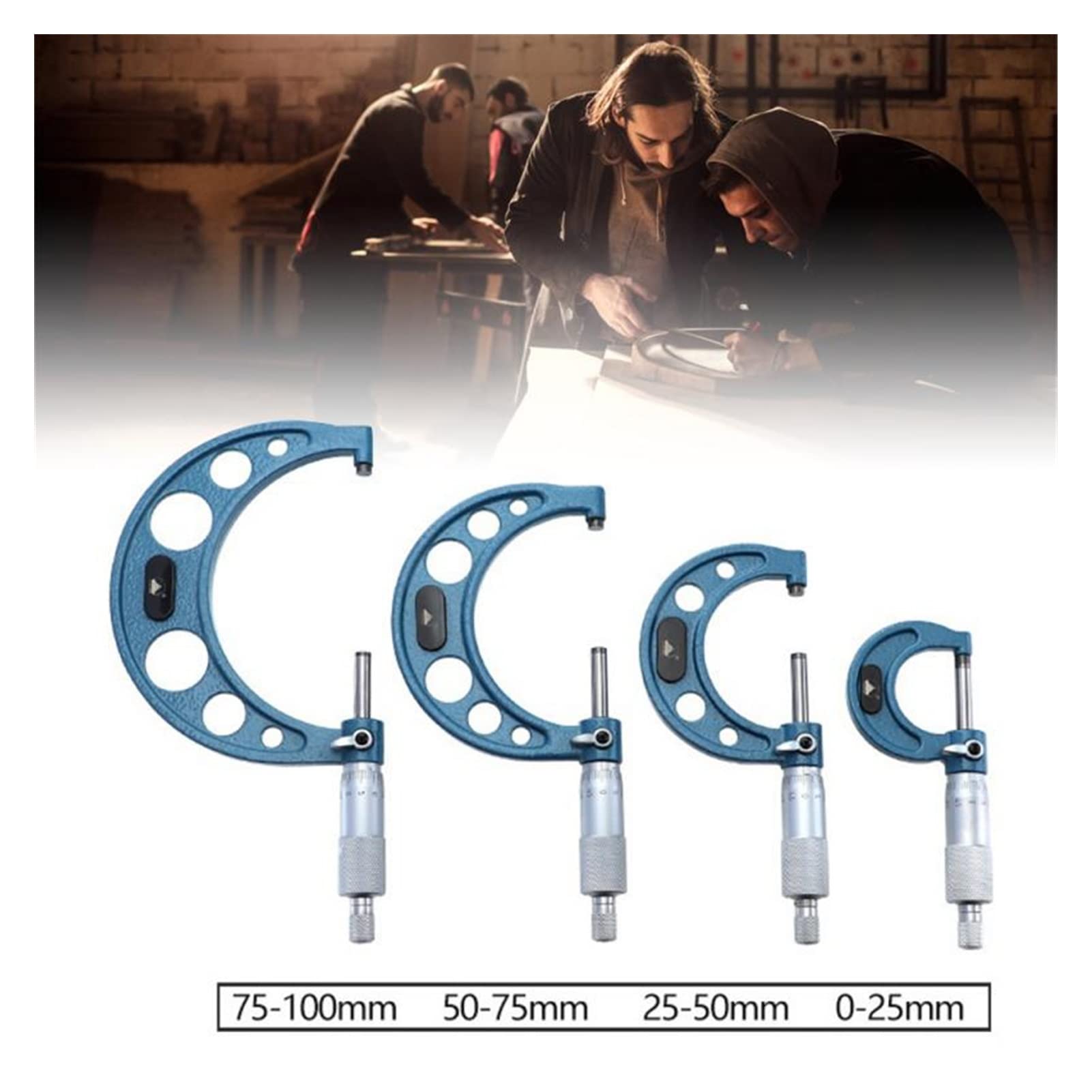Calibrador digital 0-100mm Micrómetro exterior 0-25mm / 25-50mm / 50-75mm / 75-100mm Gauge métrico Vernier Calibrador Espesor Herramientas de medición Micrómetros para mayor versatilidad al medir(4)