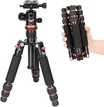 Koolehaoda Camera Mini Tripod 25inch / 63.5cm Desktop Tripod 360° Ball Head with Arca QR Plate Aluminum Portable Travel Tripod for DSLR Camera Video Camcorder, Load up to 10kg (Orange)