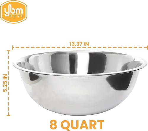Miniatura 10 de YBM HOME Paquete de 1 cuenco de acero inoxidable para mezclar  Cuenco de metal pulido de alta calidad para cocinar y servir, apilable para un