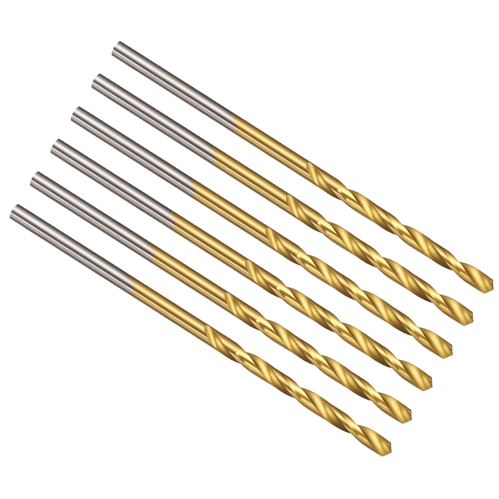 PATIKIL #60 Drill Bit, M42 8% Cobalt High-Speed Steel Jobber Straight Shank 135° Titanium Nitride (TiN) Coated for Hard Metal Stainless Steel - 6 Pack — image 1