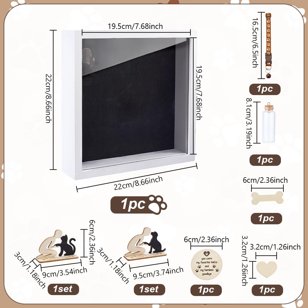 PH PandaHall Scatola Commemorativa Animali Domestic Cornice per Foto Animali per Gatti o Cane, Cornice Commemorativa Cane Barattolo per Peli di Domestici per Regalo Condoglianze, 22x22cm