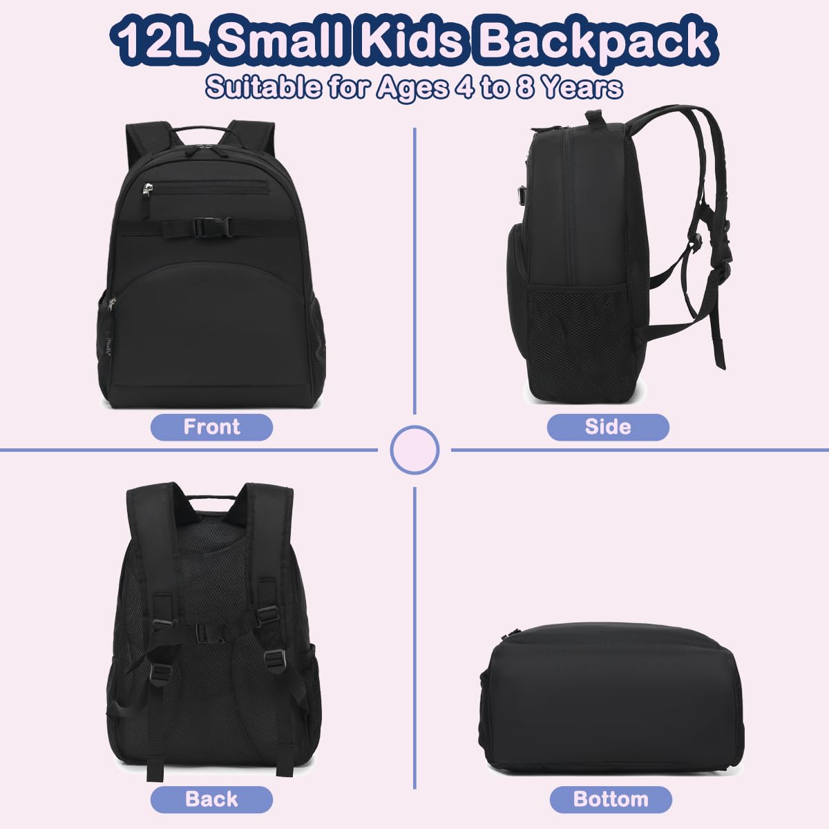 FlowFly Kinder-Rucksack für Jungen und Mädchen, einfache Büchertasche für Kita, Kindergarten, Schule, Reisen, kleine moderne Tasche