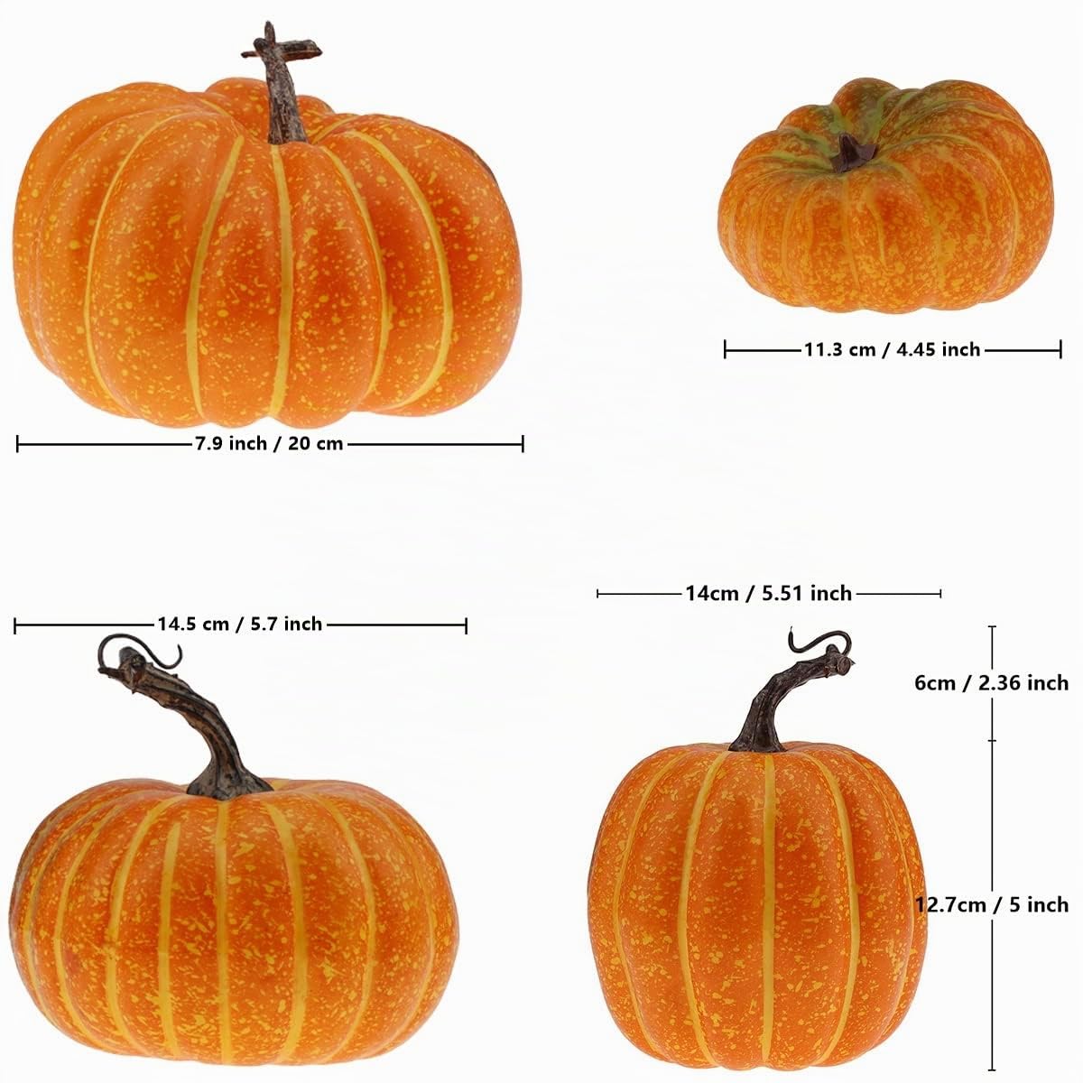 Gresorth 4 Stück Fälschung Kürbis Künstlich Gemüse Herbst Halloween Christmas Dekoration