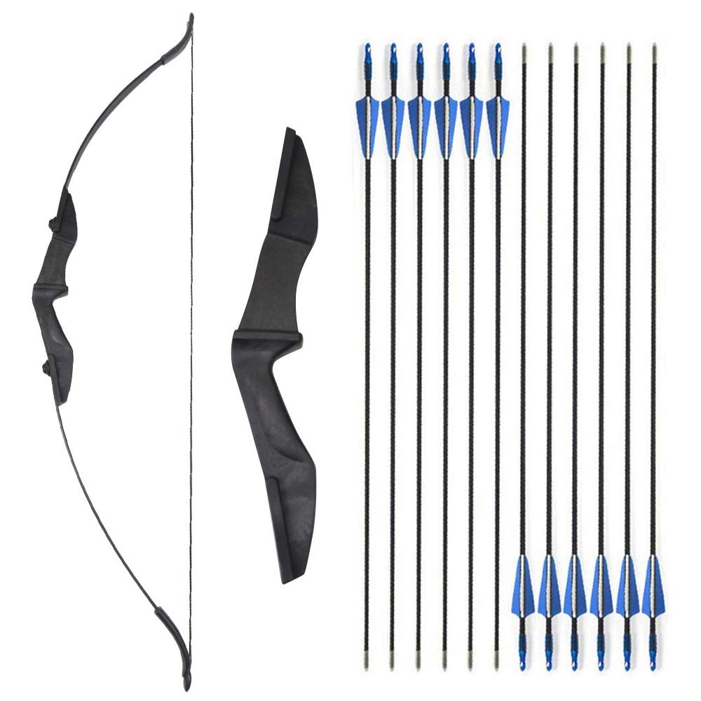 SHARROW Takedown Arco Ricurvo e Set di Frecce Tiro con L'Arco 30-40lbs con 12pcs Frecce in Fibra di Vetro per Giovani Adulti Principianti