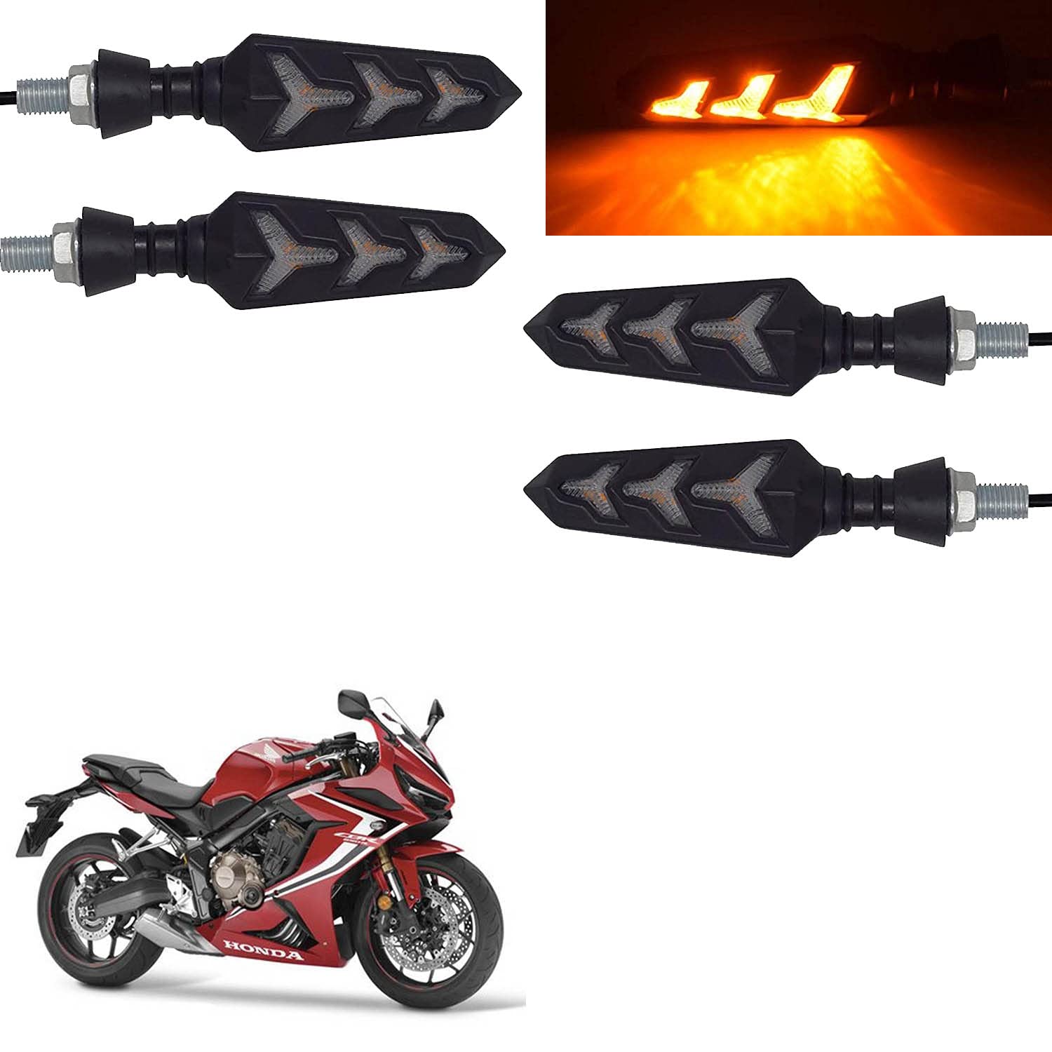 Vagary Yellow Color Set of 4 Turning Side Bike Indicator for Honda CBR 250R-image-44