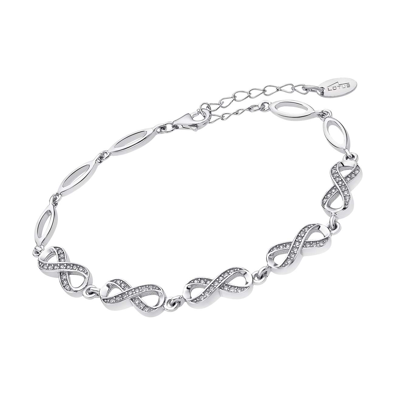 LOTUS SILVER Pulseras Infinito LP1871-2/1 Zirconia Plata de Ley JLP1871-2-1 Pulsera de Plata, 16 centimeters, Plata, Circonita cúbica