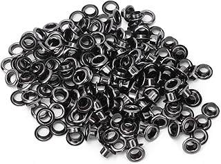 LANTRO JS 4MM Hole 100pcs Brass Grommets Eyelets, Leather Clothing Bag Accessory Double Side Eyelet Grommet for Shoes, Bead Cores, Clothes, Leather, Canvas(Black)