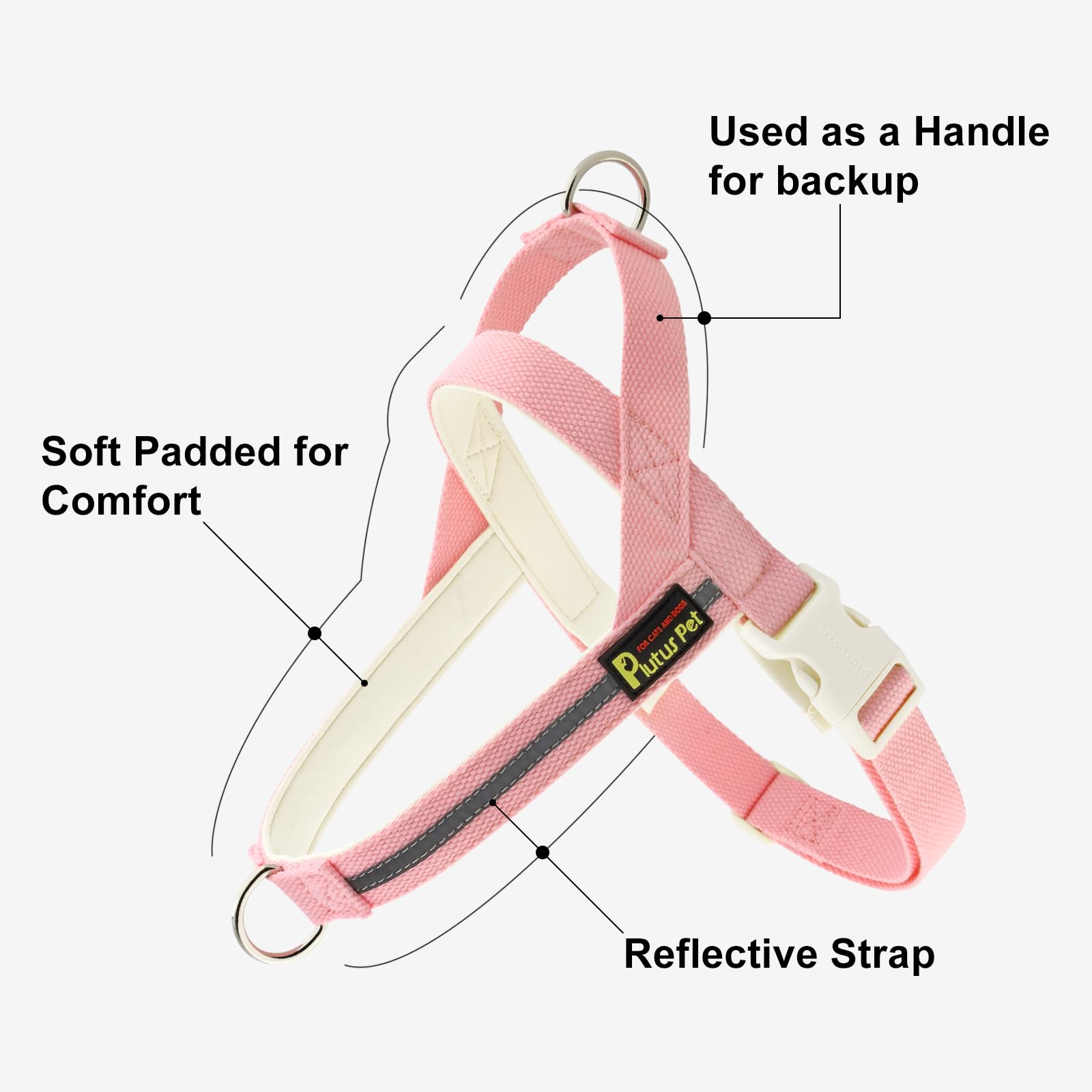 Plutus Pet Cotton Dog Harness and Lead Set, Reflective and Soft Padded, Quick Fit Vest Harness - Image 2